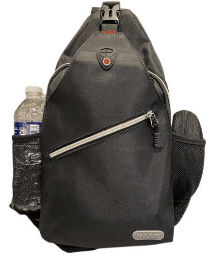 sling bag with water bottle