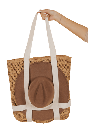 magnolia boutique straw braided hat holder tote carrying hat