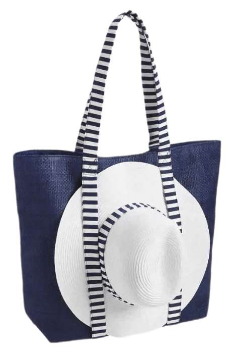 Mud Pie Tote Bag and Sun Hat Set tote carrying hat