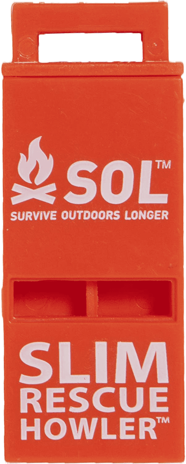 S.O.L. Survive Outdoors Longer Slim Rescue Howler Whistle Solo Travel Safety Products