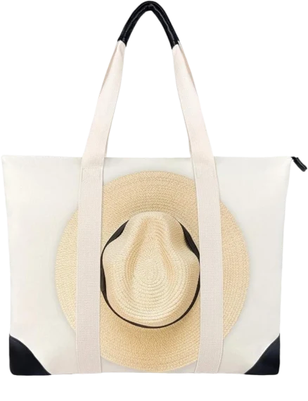 Travel Tote Bag with Hat Holder Strap