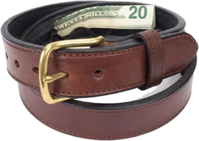 Yoder Leather Company Hidden Money Pocket Travel Leather Belt