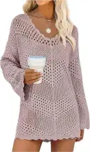 ANRABESS Women Swimsuit Crochet Swim Cover Up