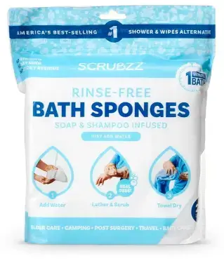 Scrubzz Disposable Rinse Free Bathing Wipes