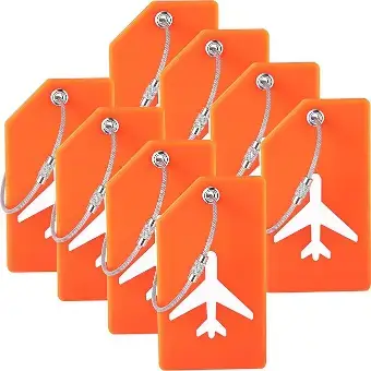 Zonon 8 Pack Silicone Luggage,  These simple yet stylish luggage tags from Chelmon offer a secure adjustable strap and a sturdy design that will stand up to frequent use. The tag’s exterior features a transparent window for easy viewing of your identification details, while the inside allows for your personal information to stay private. Available in multiple colors, these are a great budget-friendly option for travelers looking for a no-frills, practical luggage tag.