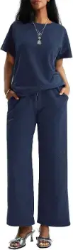 CHERFLY 2 Piece Outfits for Women Wide leg Pants