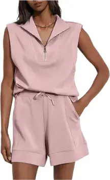 Glamaker Women's Two Piece Short Sets Summer Lounge Sweatsuits