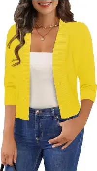 GoMamee 3:4 Sleeve Cropped Cardigan, Lightweight 3/4 Sleeve Summer Cardigans