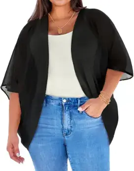 JOELLYUS Plus Size Kimonos Casual Loose Cardigan