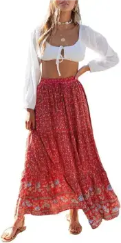 ZESICA Women's 2025 Summer Bohemian Maxi Skirt
