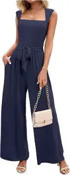 lookboho Women's Jumpsuits Dressy Casual Sleeveless Belted
