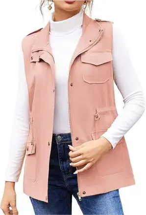 Beyove Womens Lightweight Sleeveless Military Anorak Cargo Vest