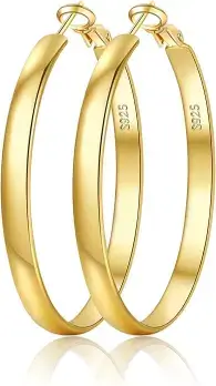 EXGOX 5mm Wide Gold Hoop Earrings