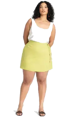 Eloquii Linen Skort With Beads