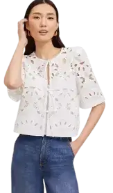 Eyelet Triple Tie Blouse