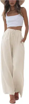 Faleave Women’s Cotton Linen Summer Palazzo Pants