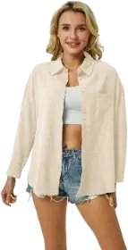 IPMO Womens Button Down Shirts Cotton Linen