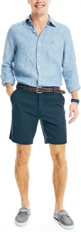 Nautica Men's Classic Fit Flat Front Stretch Solid Chino