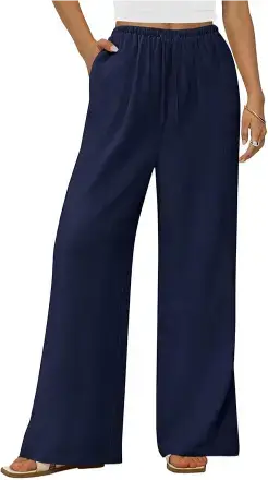PRETTYGARDEN Summer Wide Leg Linen Pants, Wide Leg Linen Pants For Women