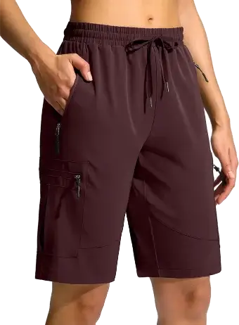 SANTINY Women's 10'' Lightweight Hiking Cargo Shorts (1)