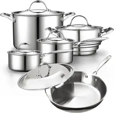Stainless Steel Kitchen Cookware Sets 10-Piece
