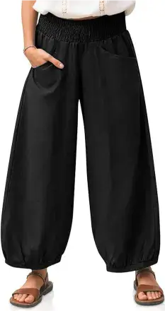 TARSE Womens Linen Wide Leg Pants