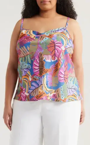 Tahari Tropical Print Satin Camisole