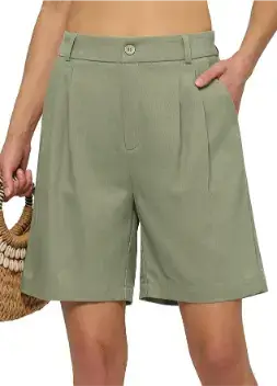 Willit Women's Linen Shorts Wide Leg Dress Casual Summer Pleated Shorts