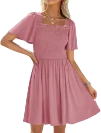 ZESICA Casual Smocked Dress