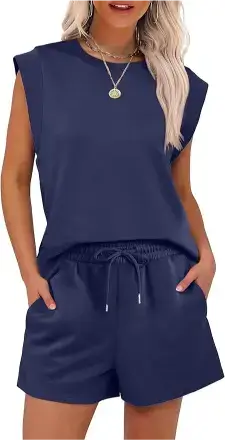 ANRABESS Two Piece Summer Short Lounge Set, Matching Shorts Sets
