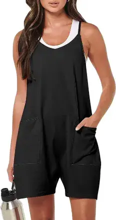 ANRABESS Womens Rompers Summer Casual Loose Sleeveless Overalls Spaghetti Strap Shorts Jumpsuit 2025 Beach Vacation Outfits