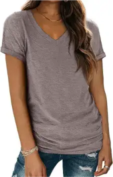 ATHMILE T Shirts Short Sleeve V Neck Tees