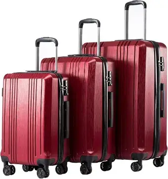 Coolife Luggage Expandable Suitcase PC+ABS 3 Piece Set with TSA Lock Spinner, Best Luggage Sets with Spinner Wheels