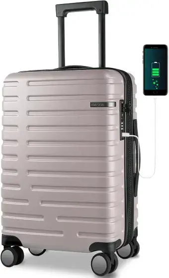 EMPSIGN Carry On Luggage with Spinner Wheels, Hard Shell Carry-On Suitcase 21x14x9 Airline Approved & Built-in TSA Lock, Durable Travel Rolling Suitcase, Carry-On 20-Inch,