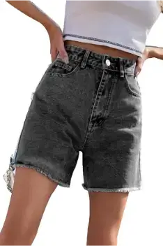 GOLDPKF Womens Jean Shorts for Denim Casual Summer Mid Waist Frayed