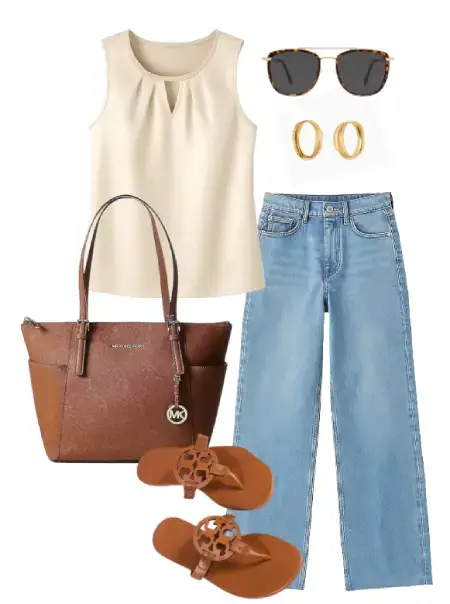 How to Style Wide Leg Jeans for Travel Outfit 6