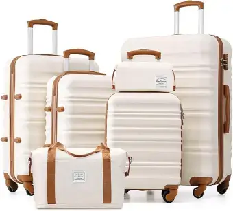 LONG VACATION 6 Piece Luggage Set Carry on Suitcase, Best Luggage Sets with Spinner Wheels