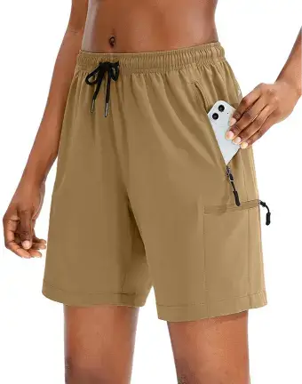 SANTINY Women's 5'': 7'':9'' Hiking Cargo Shorts Quick Dry Lightweight Summer Shorts for Women Athletic Golf Zipper Pockets