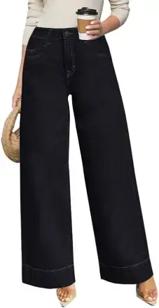 TTFIFENG Store Women's High Waisted Wide Leg Jeans - Stretchy Straight Leg Denim Pants, 2025 Trendy Casual Comfort Fit