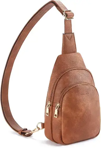 Telena Small Sling Bag for Women Leather Crossbody Fanny Packs Chest Bag for Women, Best Travel Sling Bags