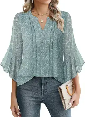 Timeson 3_4 Sleeve Chiffon Work Blouse