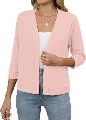 Hount Womens 3/4 Sleeve Cropped Cardigans
