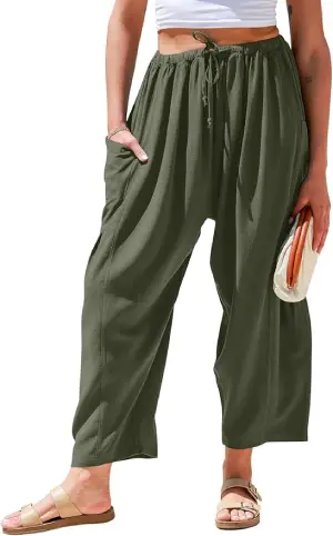 TARSE Womens Linen Wide Leg Pants