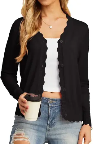 GRECERELLE Long Sleeve V-Neck Button Down Cardigan