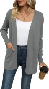 LILBETTER Womens Casual Lightweight Long Sleeve  Cardigan