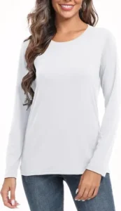 PRIMODA Women's Crew Neck Long Sleeve Shirts Basic