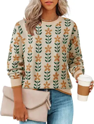 ZESICA Long Sleeve Crewneck Sweater