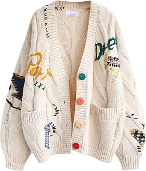 ebossy Cable Knit Long Sleeve Cardigan