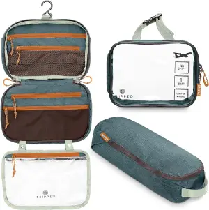 tripped Toiletry Bag Kit Set