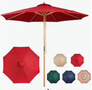 9ft Wooden Umbrella, Outdoor Patio Umbrella